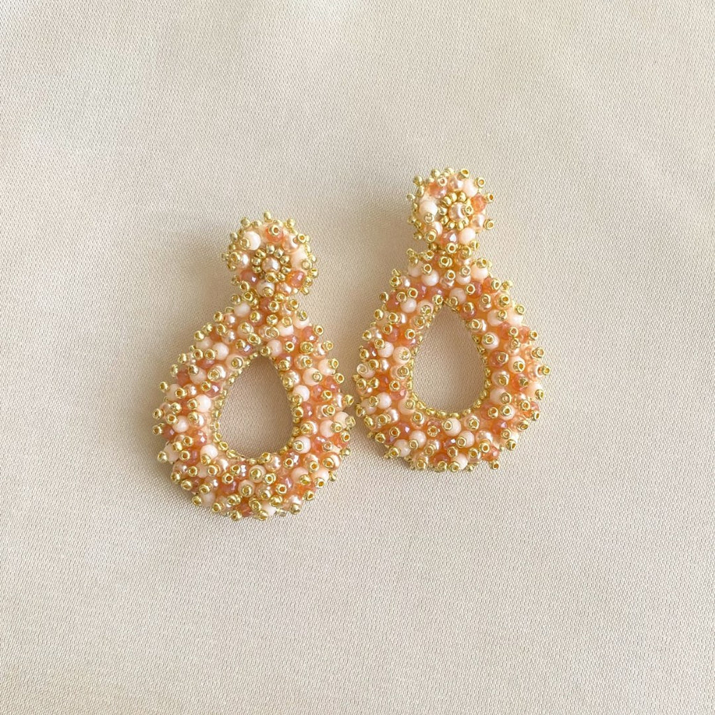 Drops Beads Earrings - Coral - Satin - Paulie Pocket
