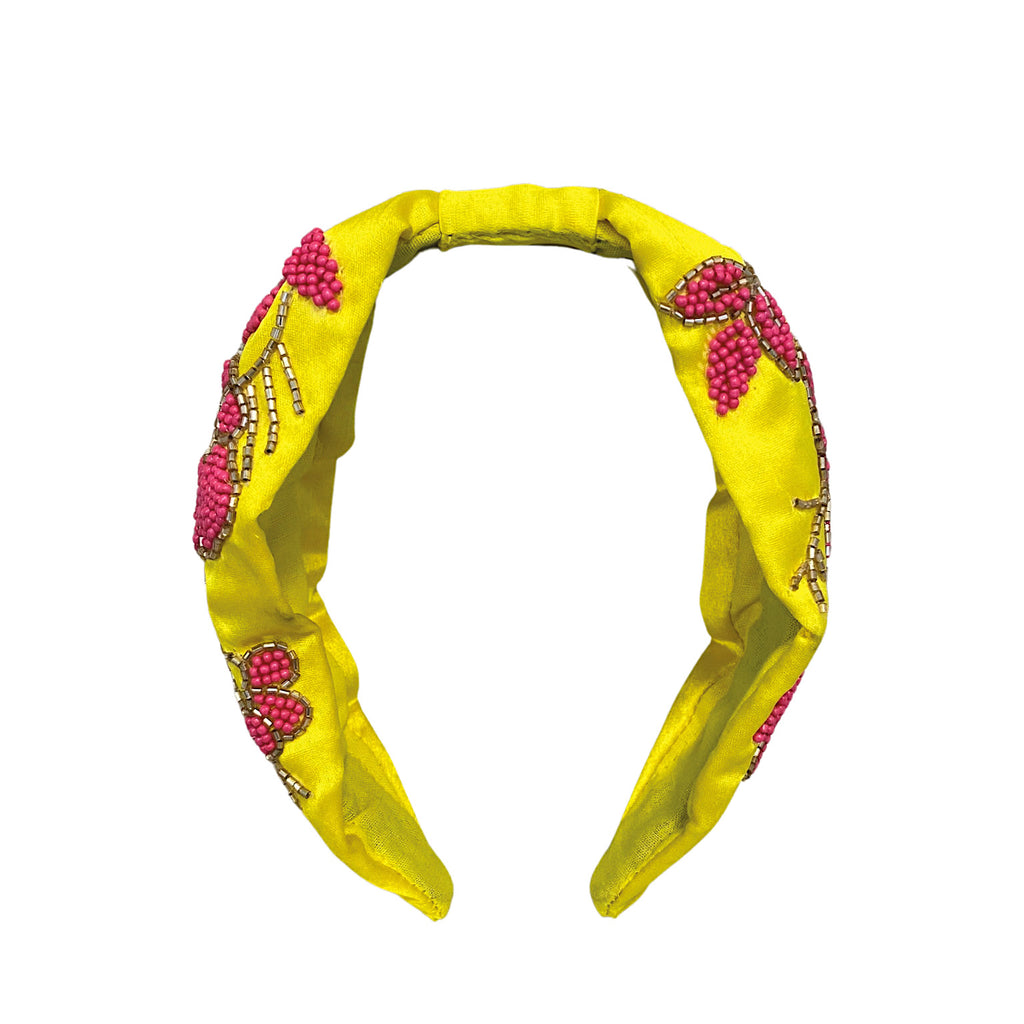 Satin Headband - Yellow Fuchsia - Paulie Pocket