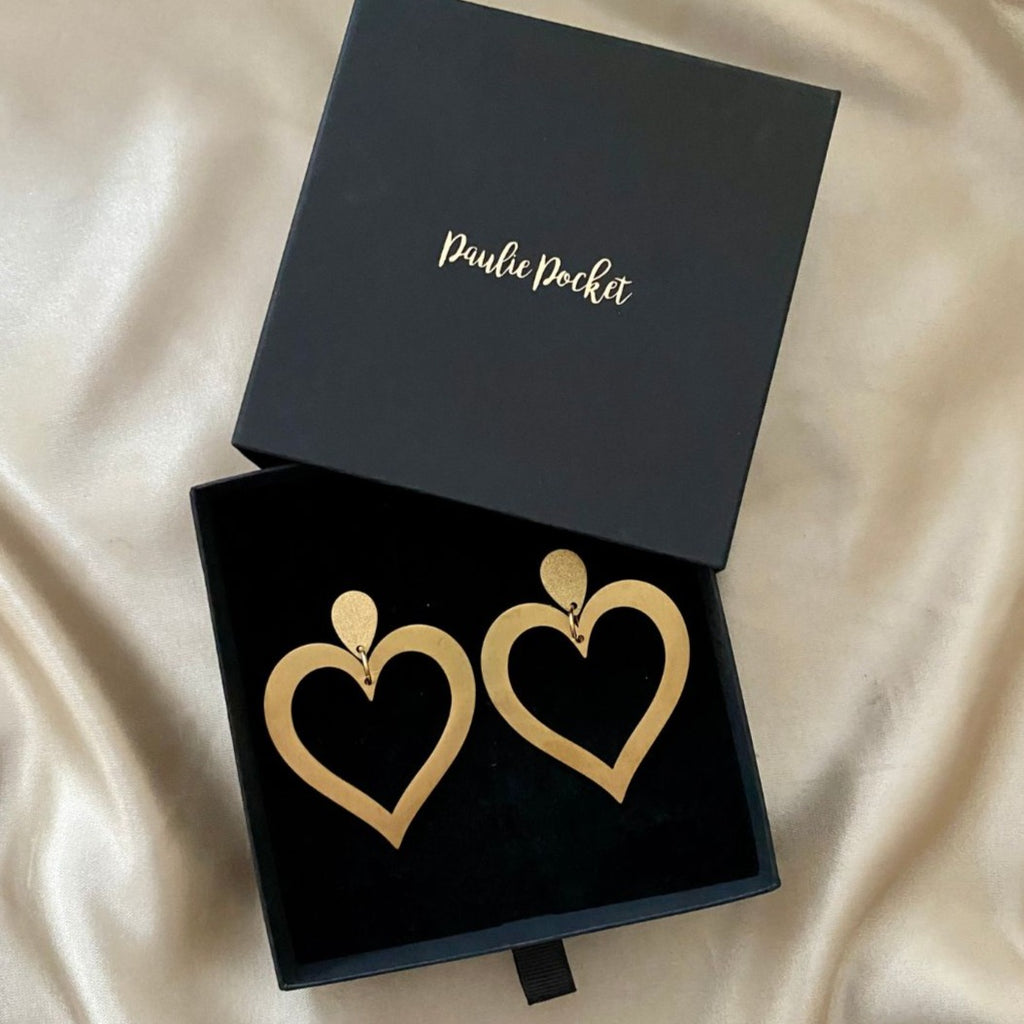 Giftbox - Valentijnscadeau - Big Heart Earrings - Matte - Paulie Pocket
