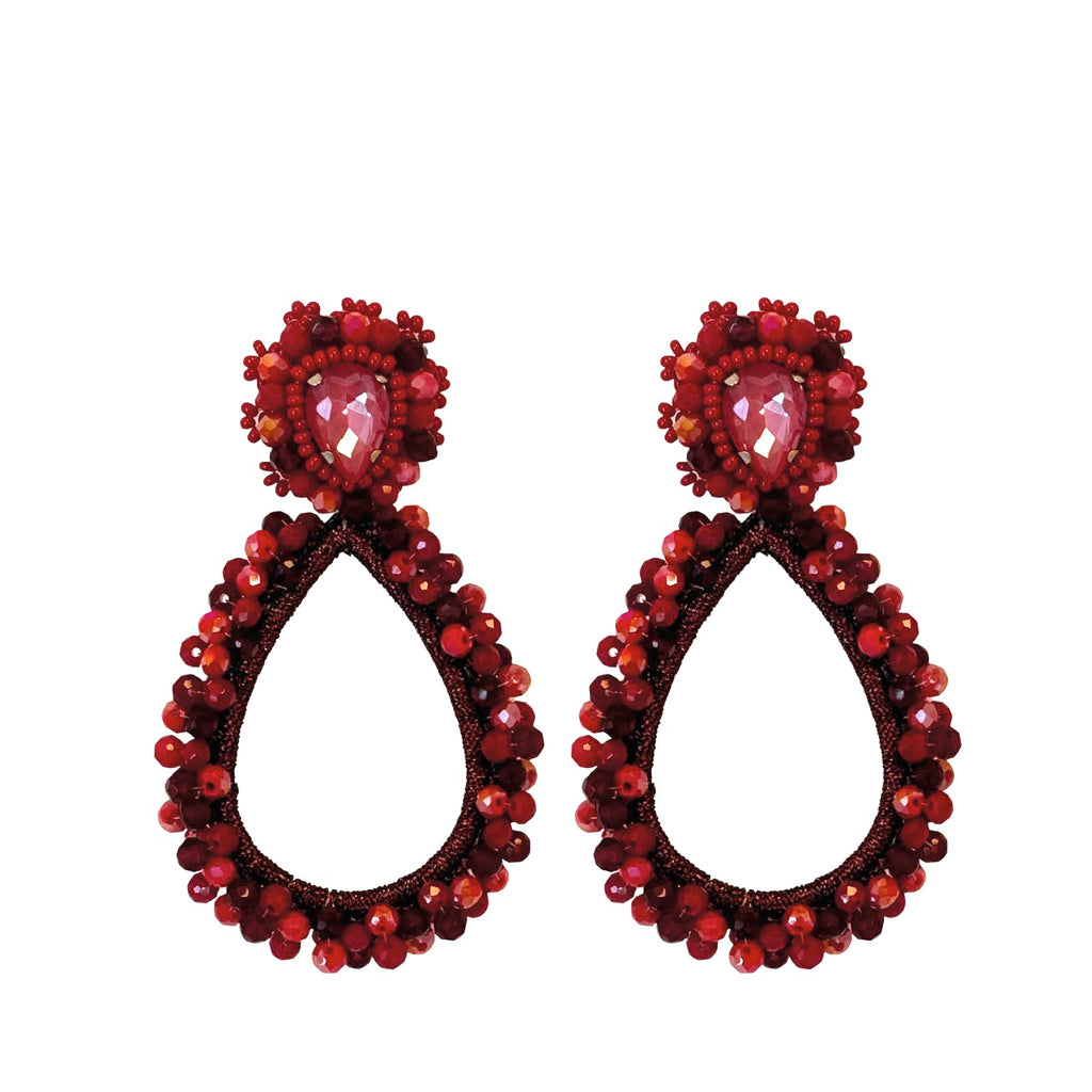 Grande Lauren Stone Earrings - Dark Red - Paulie Pocket