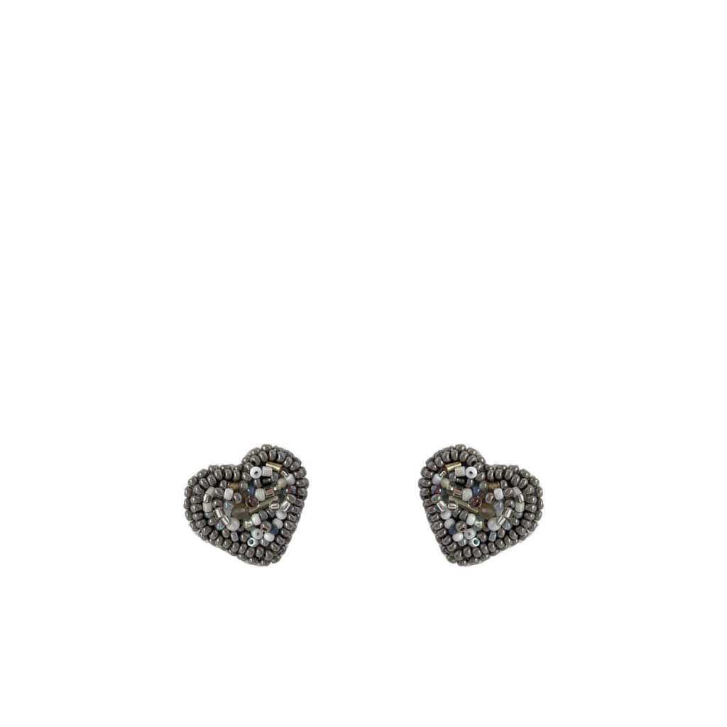 Hearts Stud Earrings - Grey - Paulie Pocket