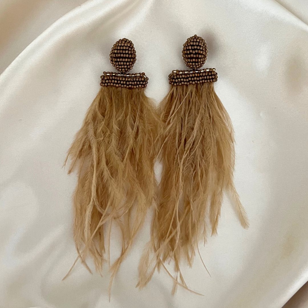 Feather tassel earrings hotsell