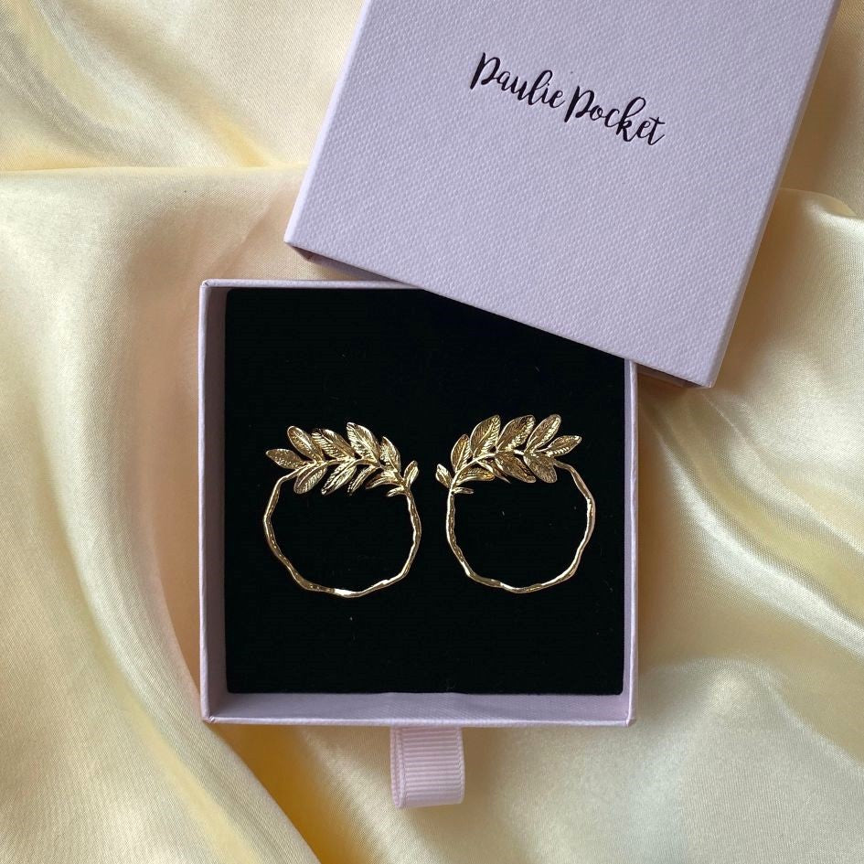 Leaf Earrings - Gold - Gift Box - Paulie Pocket