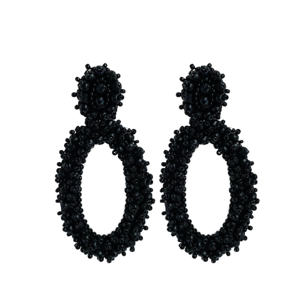 Oval Lizzy Earrings - Black - Paulie Pocket