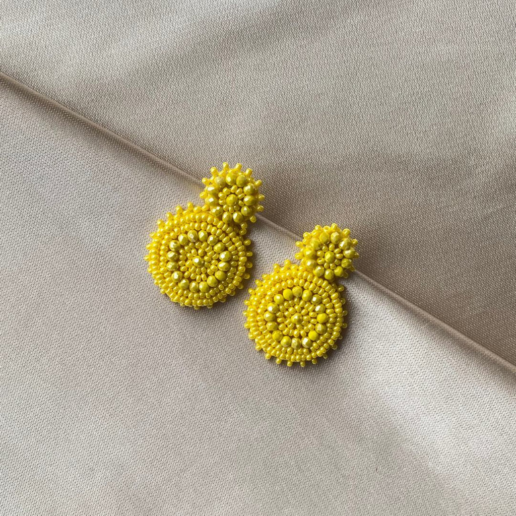 Small Beads Earrings - Yellow - Satin - Paulie Pocket