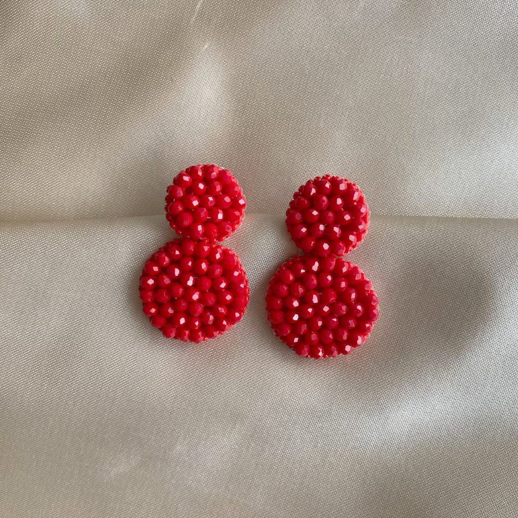 Small Double Earrings - Red - Satin - Paulie Pocket
