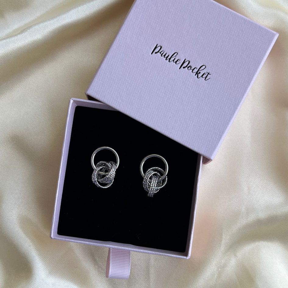 Triple Rings Earrings - Silver - Gift Box - Paulie Pocket