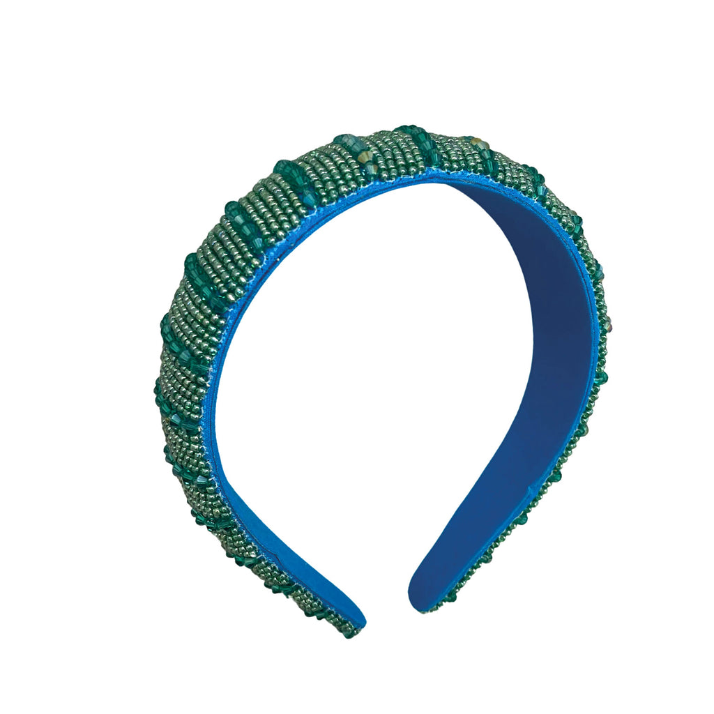 Beaded Headband - Aqua - Zijkant - Paulie Pocket