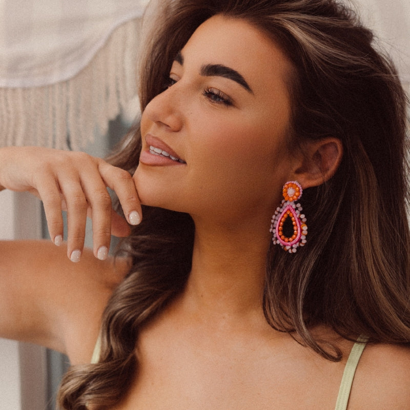 Aurelie Earrings - Pink Orange | Paulie Pocket
