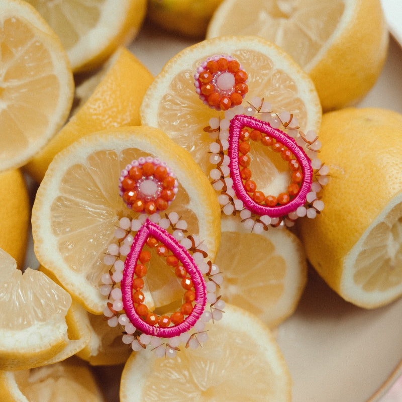 Aurelie Earrings - Pink Orange | Paulie Pocket