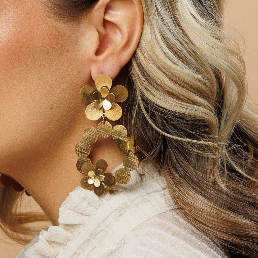 Flowers and Butterflies Earrings - Model - Paulie Pocket2