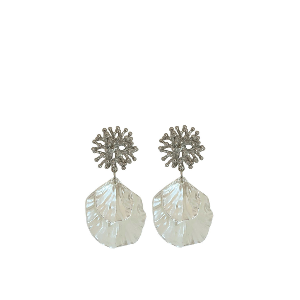 Coral Shell Earrings - Silver - Paulie Pocket