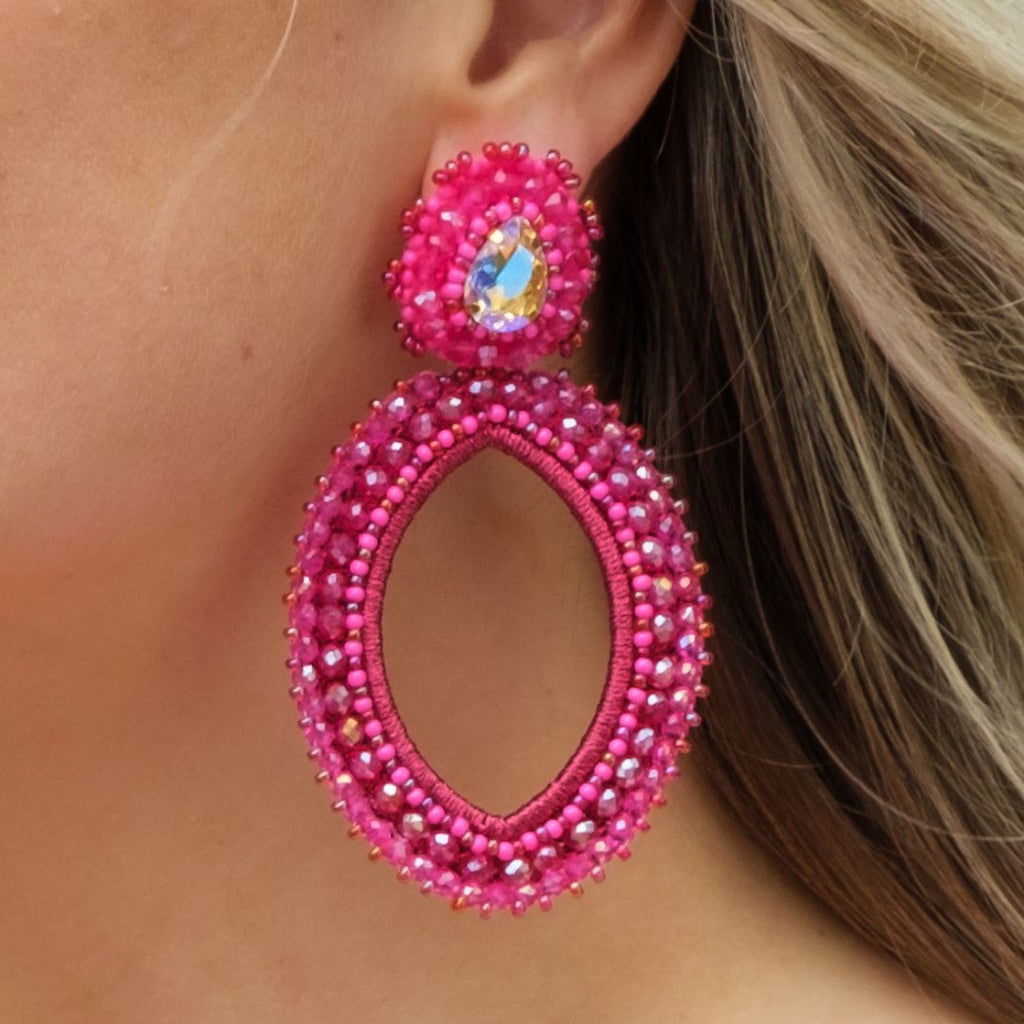 Isabella Stone Earrings - Fuchsia - Oor - Paulie Pocket