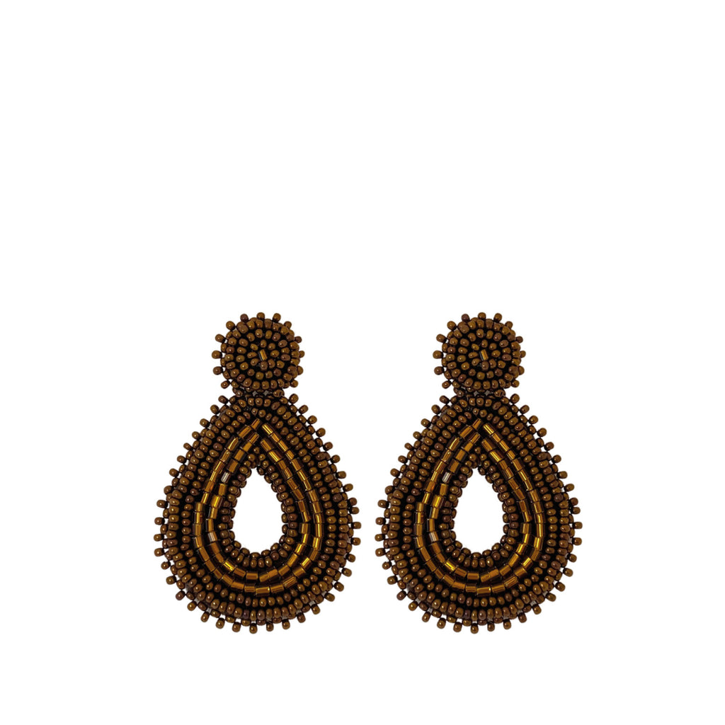 Small Brown Gold Earrings - Paulie Pocket