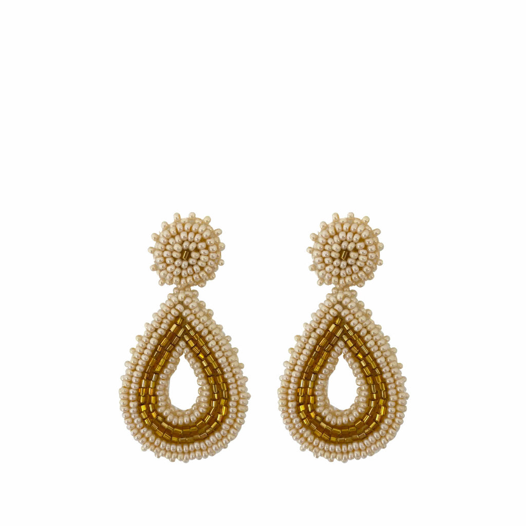 Small Beads Earrings - Beige Gold - Paulie Pocket