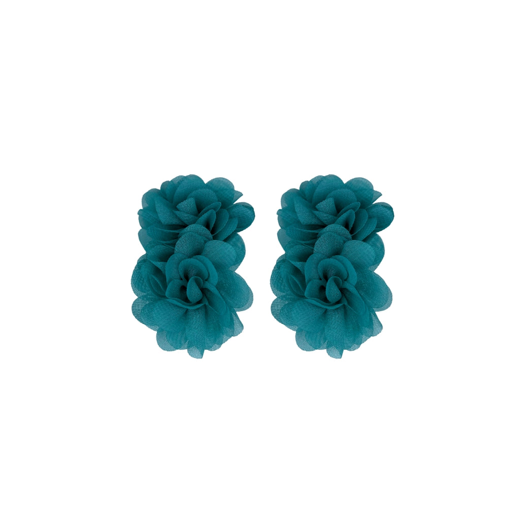 Double Petal Crush Earrings - Aqua