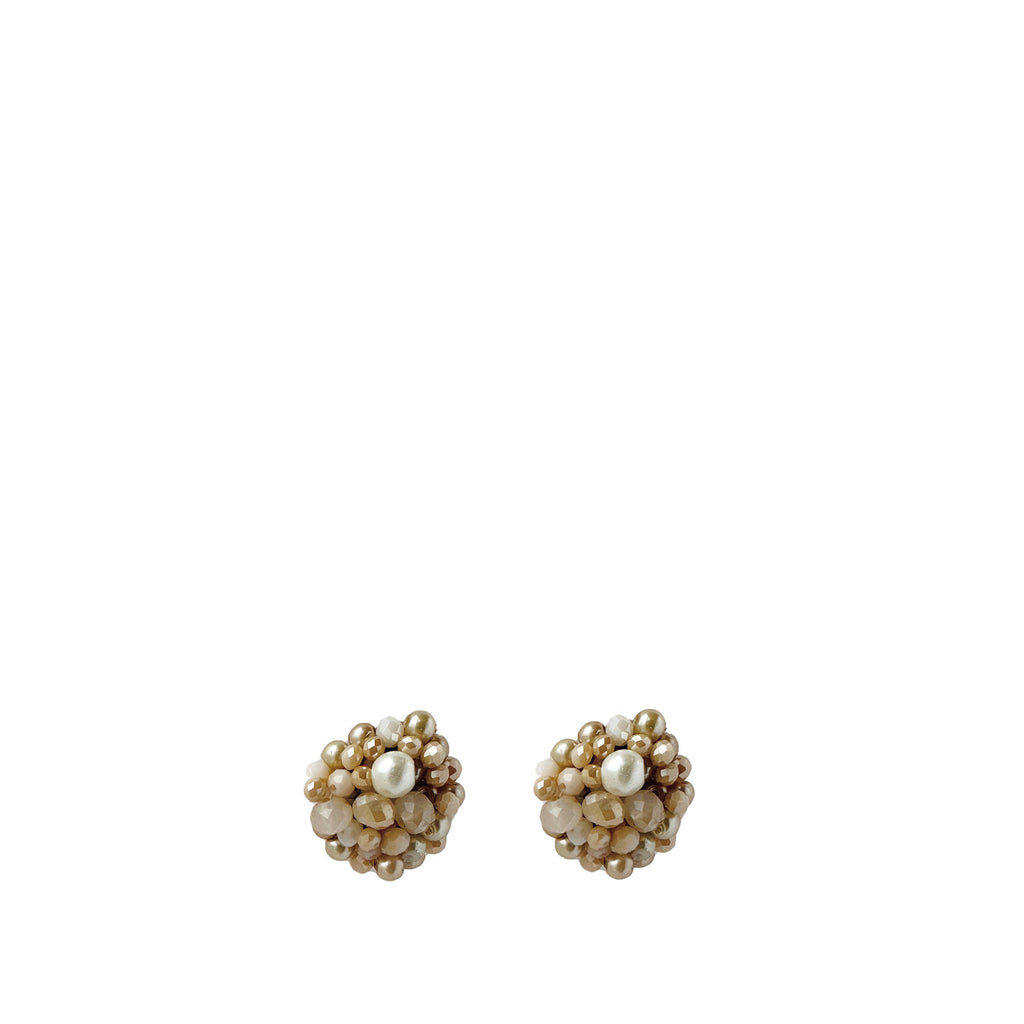 Beads Stud Earrings - Beige - Paulie Pocket