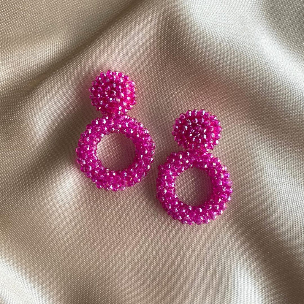 Benthe Earrings - Fuchsia - Satin - Paulie Pocket