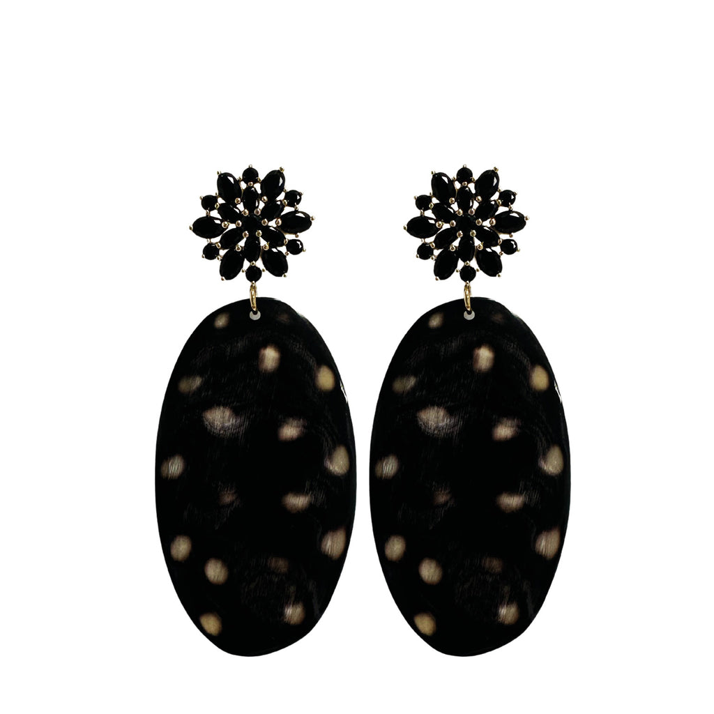 Black Flower Buffalo Earrings - Paulie Pocket