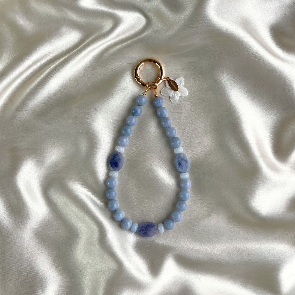 Blue Grey Oval Bag & Phone Charm