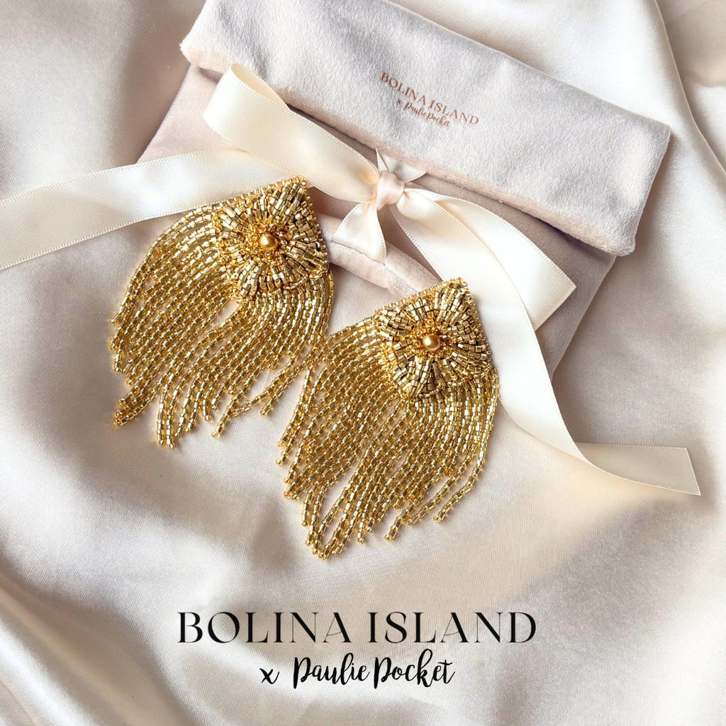 Beaded Fringe Earrings - Gold