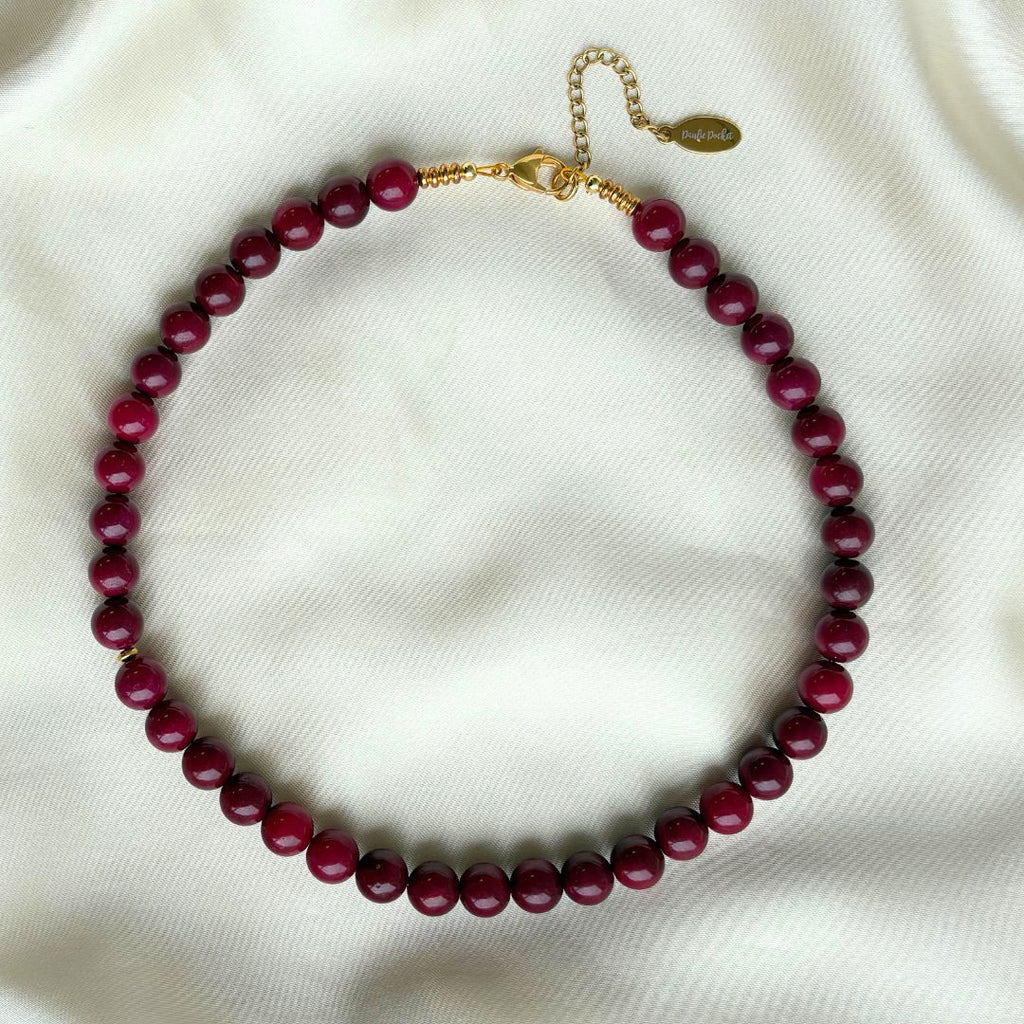 Burgundy Beads Necklace