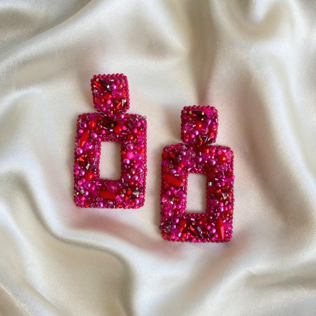 Classic Shimmer Ohrringe – Fuchsia Rot