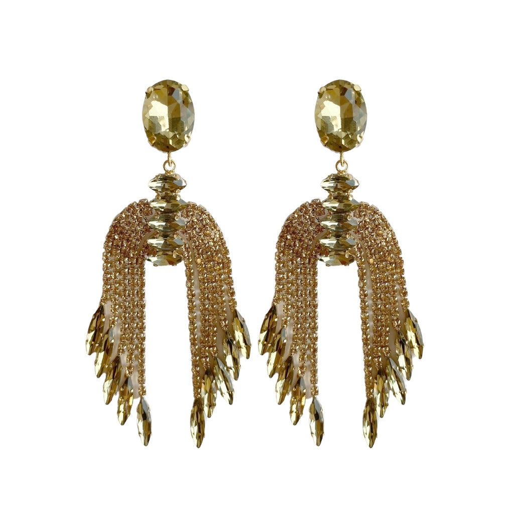 Crystal Statement Earrings - Gold