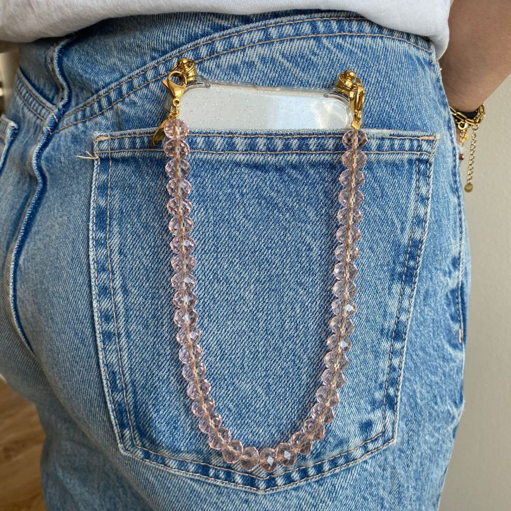 Crystal Phone Cord - Light Pink - Paulie Pocket2