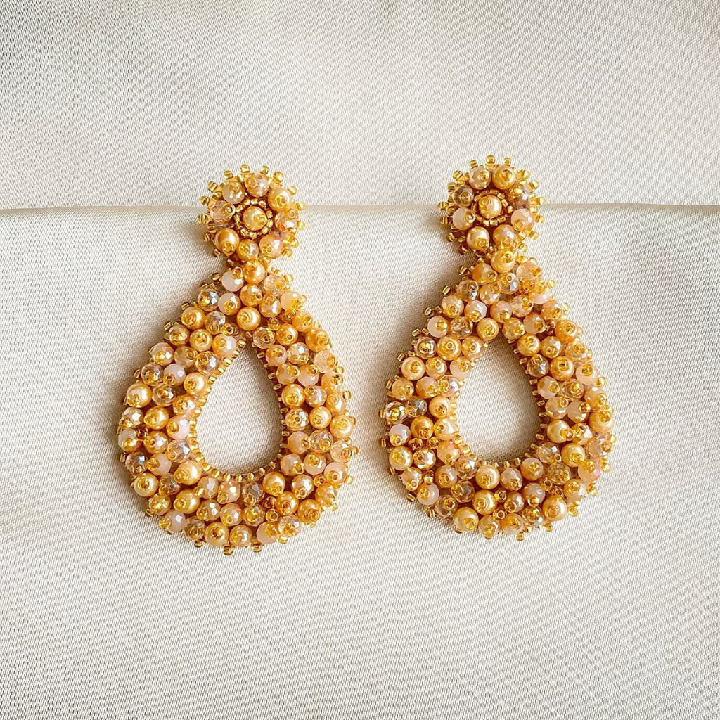 Drops Beads Earrings - Gold - Satin - Paulie Pocket