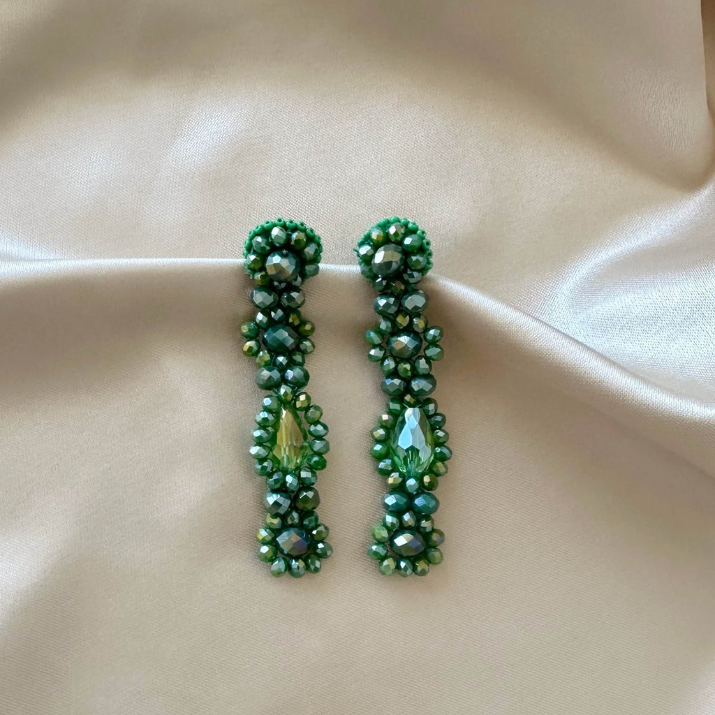 Dahlia Earrings - Green - Satin - Paulie Pocket