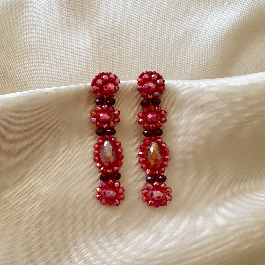 Dahlia Earrings - Red - Satin - Paulie Pocket