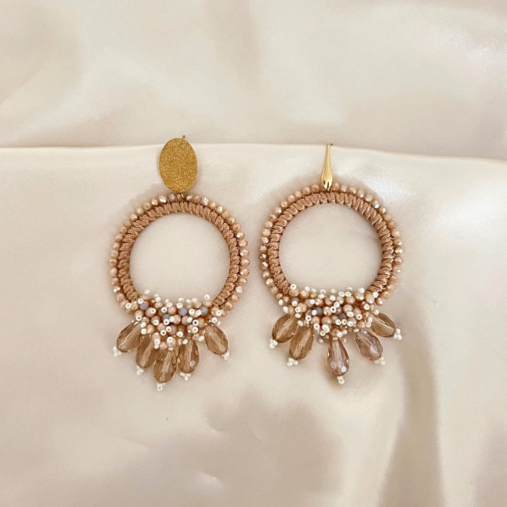 Dakota Earrings - Beige - Satin - Paulie Pocket