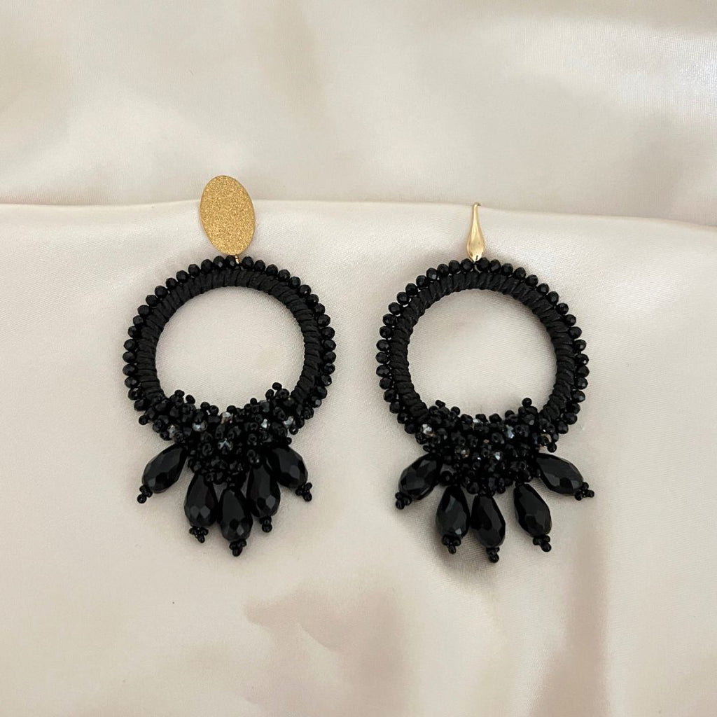 Dakota Earrings - Black - Satin - Paulie Pocket