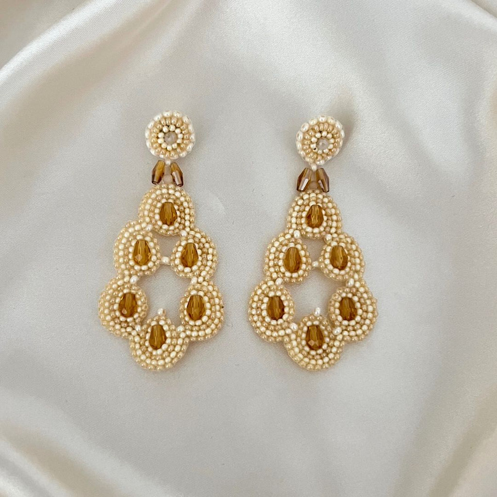 Dewi Earrings - Beige Gold - Satin - Paulie Pocket