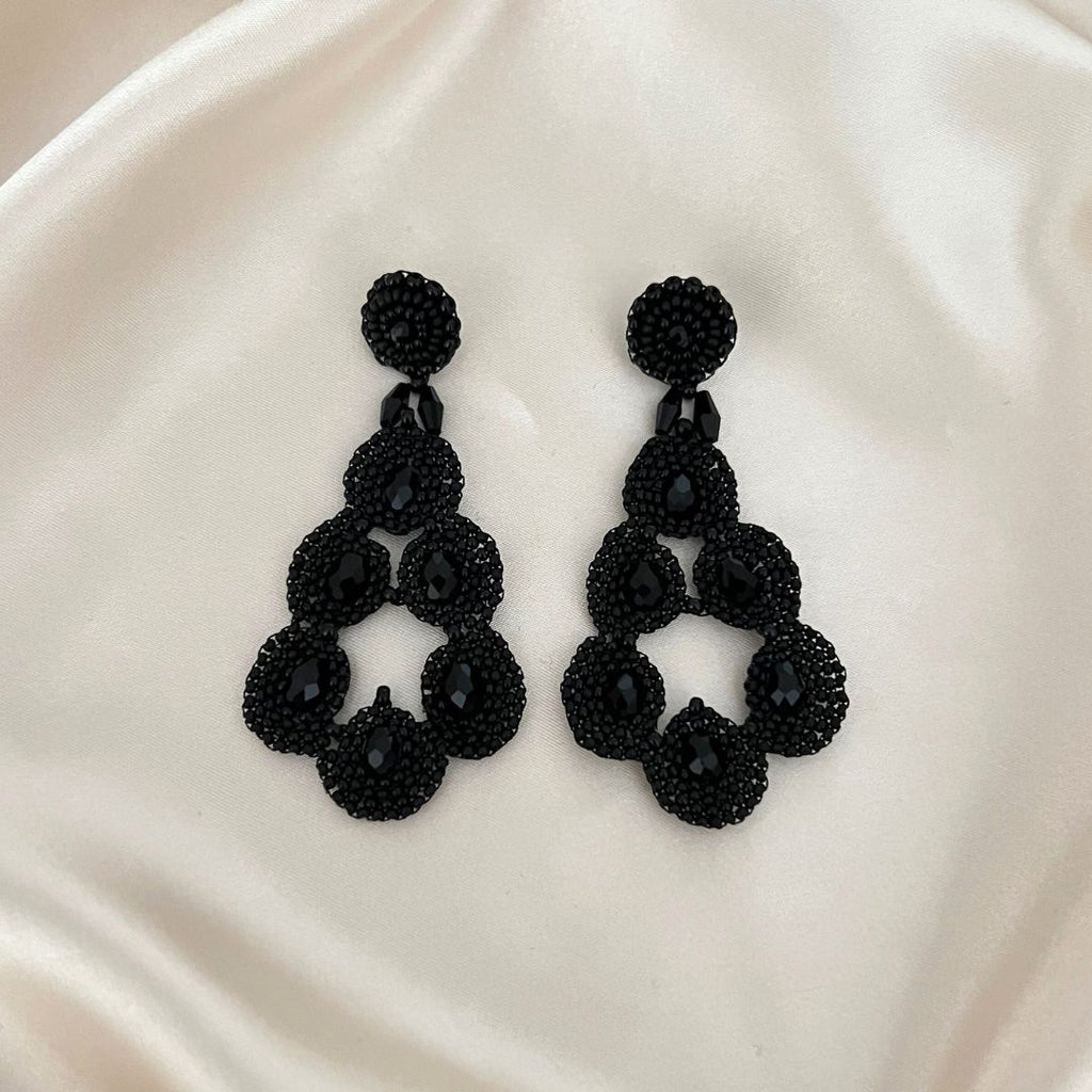 Dewi Earrings - Black - Satin - Paulie Pocket