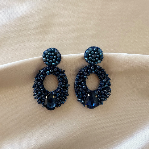 Didi Earrings - Dark Blue - Satin - Paulie Pocket