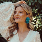 Double Petal Crush Earrings - Aqua