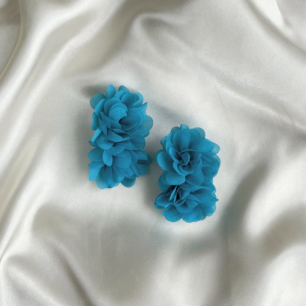 Double Petal Crush Earrings - Aqua