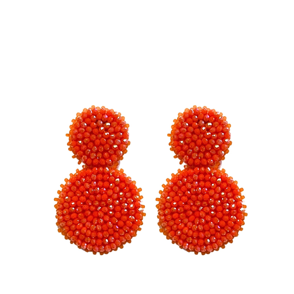 Double Beads Earrings - Orange