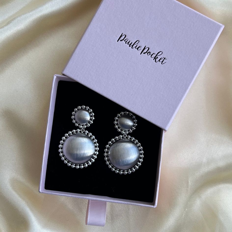 Double Matte Earrings - Silver - Gift Box - Paulie Pocket