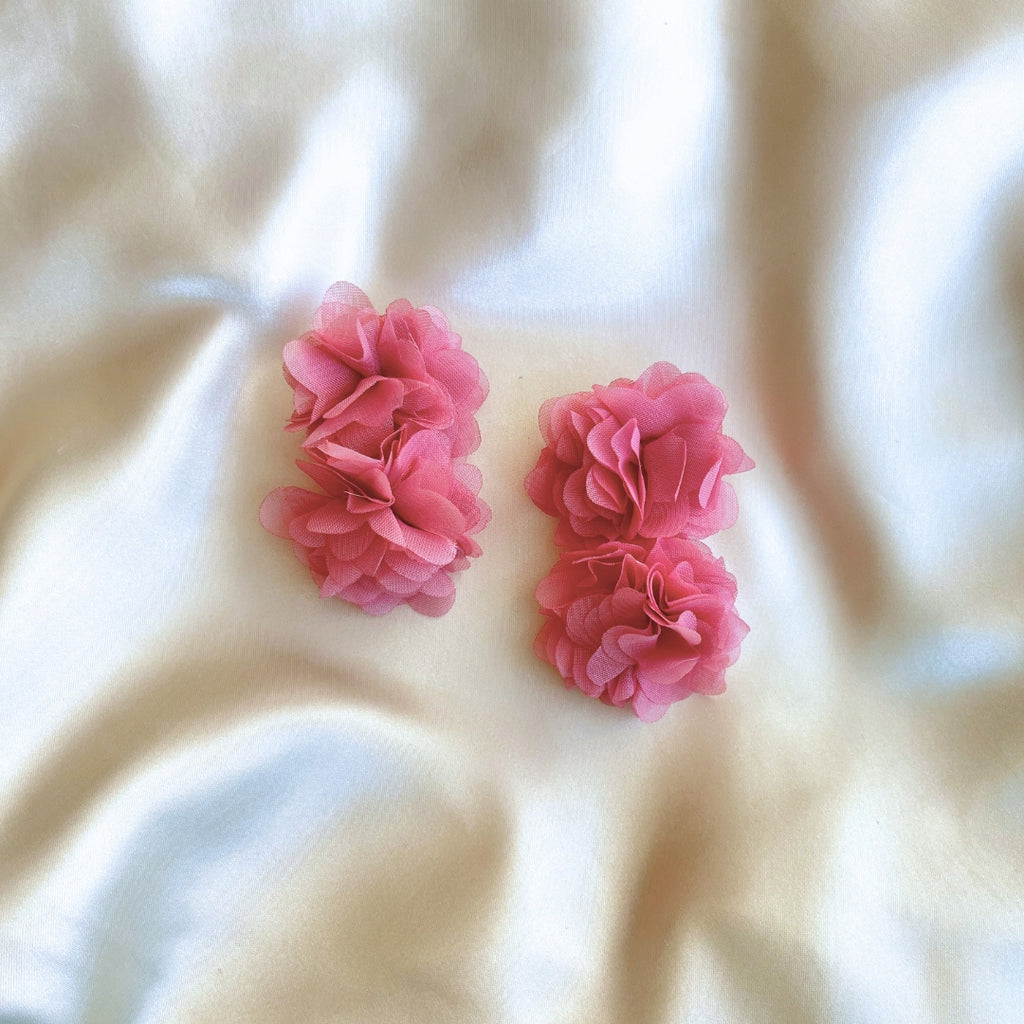 Double Petal Crush Earrings - Old Pink