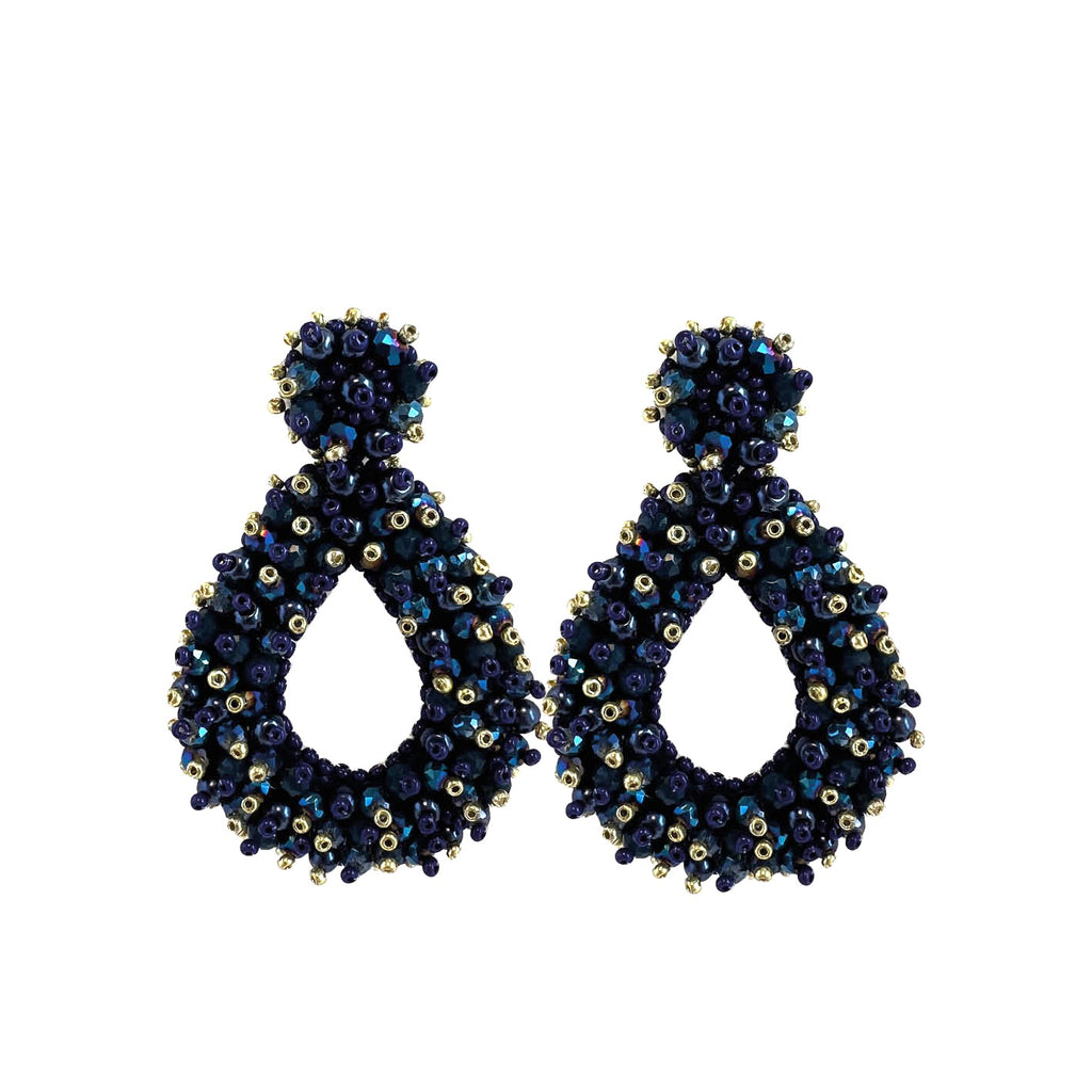 Drops Beads Earrings - Dark Blue - Paulie Pocket