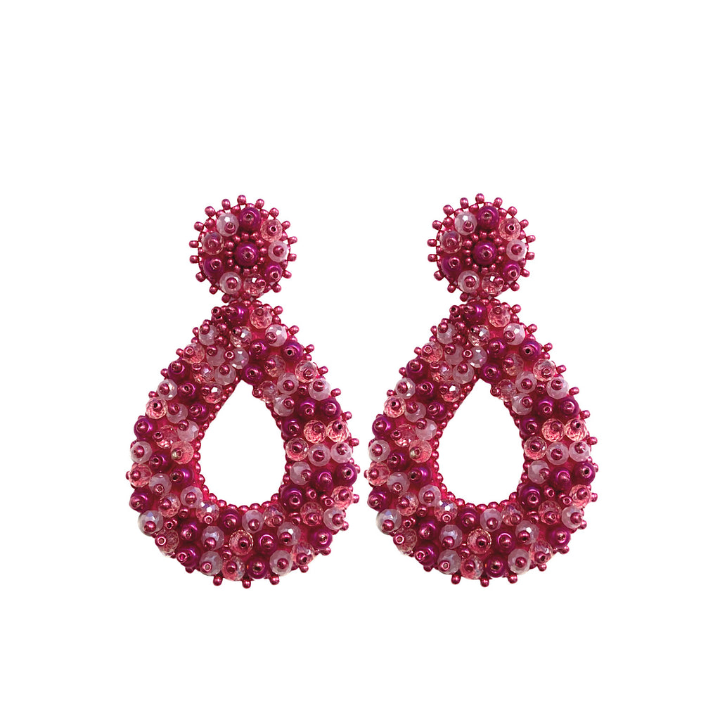 Drops Beads Earrings - Pink - Paulie Pocket