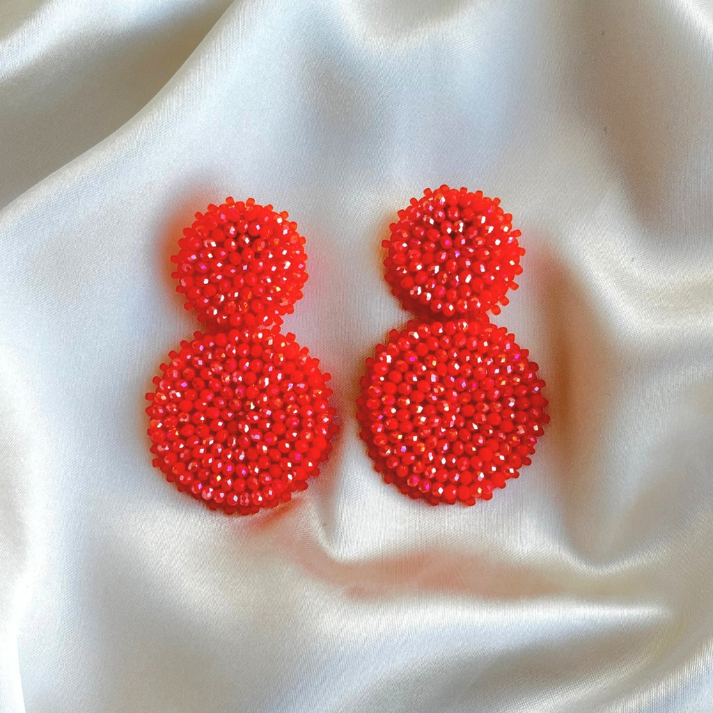 Double Beads Earrings - Orange