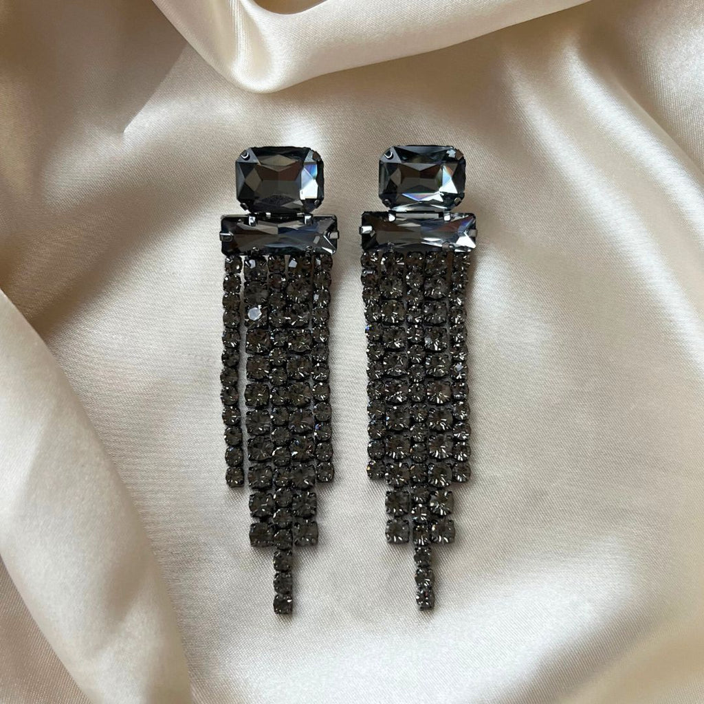 Elegant Strass Earrings - Dark Grey