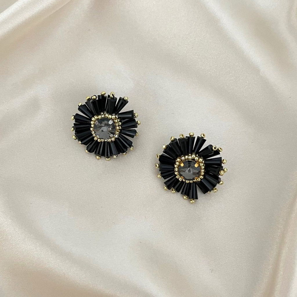 Elegant Stud Earrings - Black - Satin -   Paulie Pocket