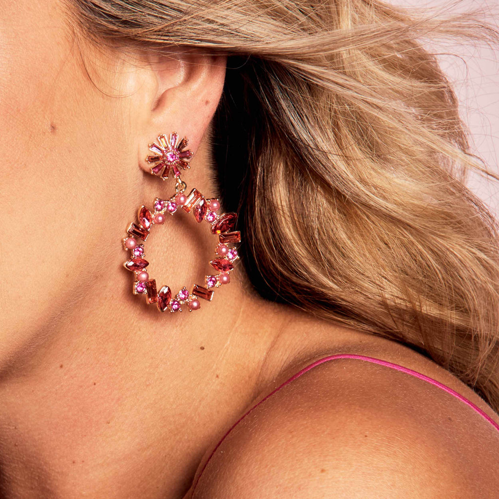 Glamour Strass Earrings - Pink - Oor - Bo Wilkes - Paulie Pocket