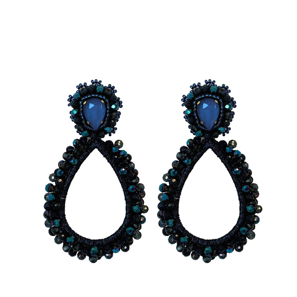 Grande Lauren Stone Earrings - Dark Blue - Paulie Pocket