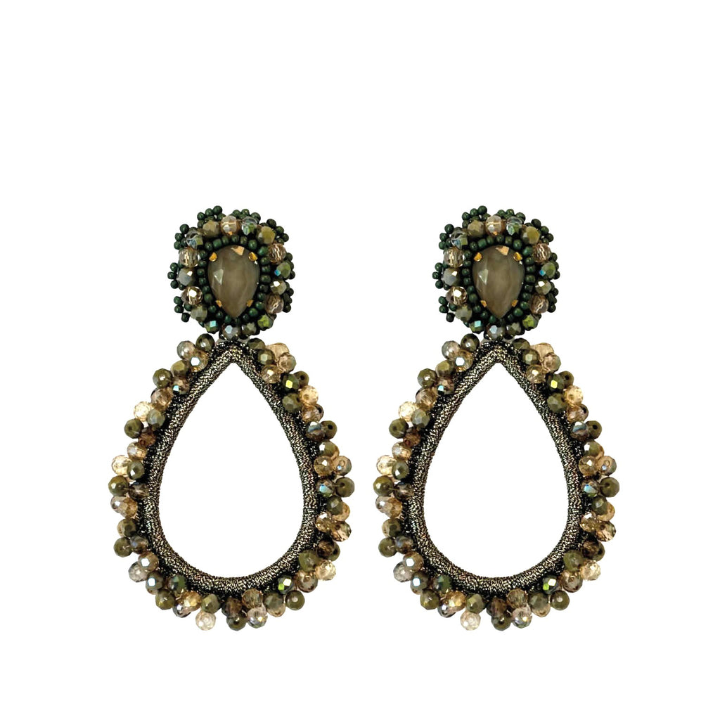 Grande Lauren Stone Earrings - Olive Green - Paulie Pocket